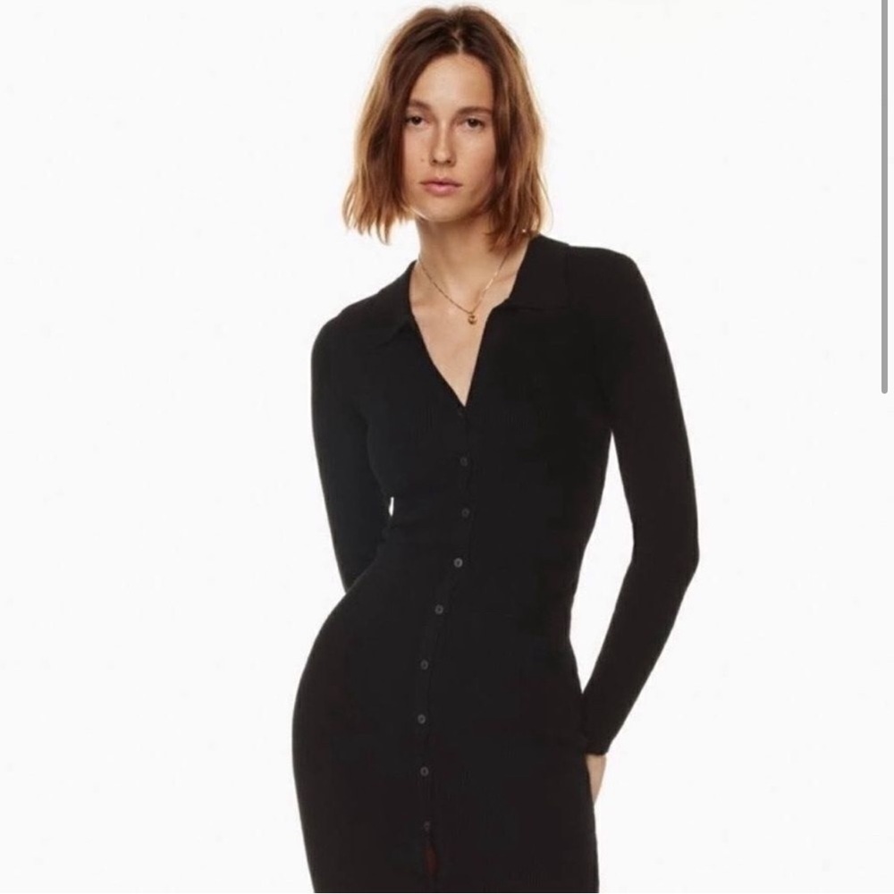 Revolve House of Harlow 1960 Carmen Ribbed Knit Midi Dress Black L